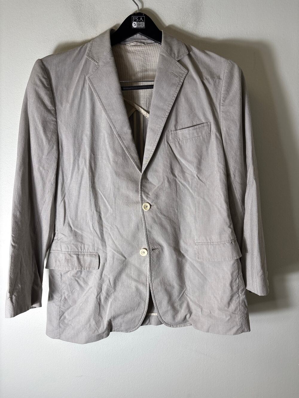 Mens Billy Reid Khaki Seersucker Jacket Sz 44R
